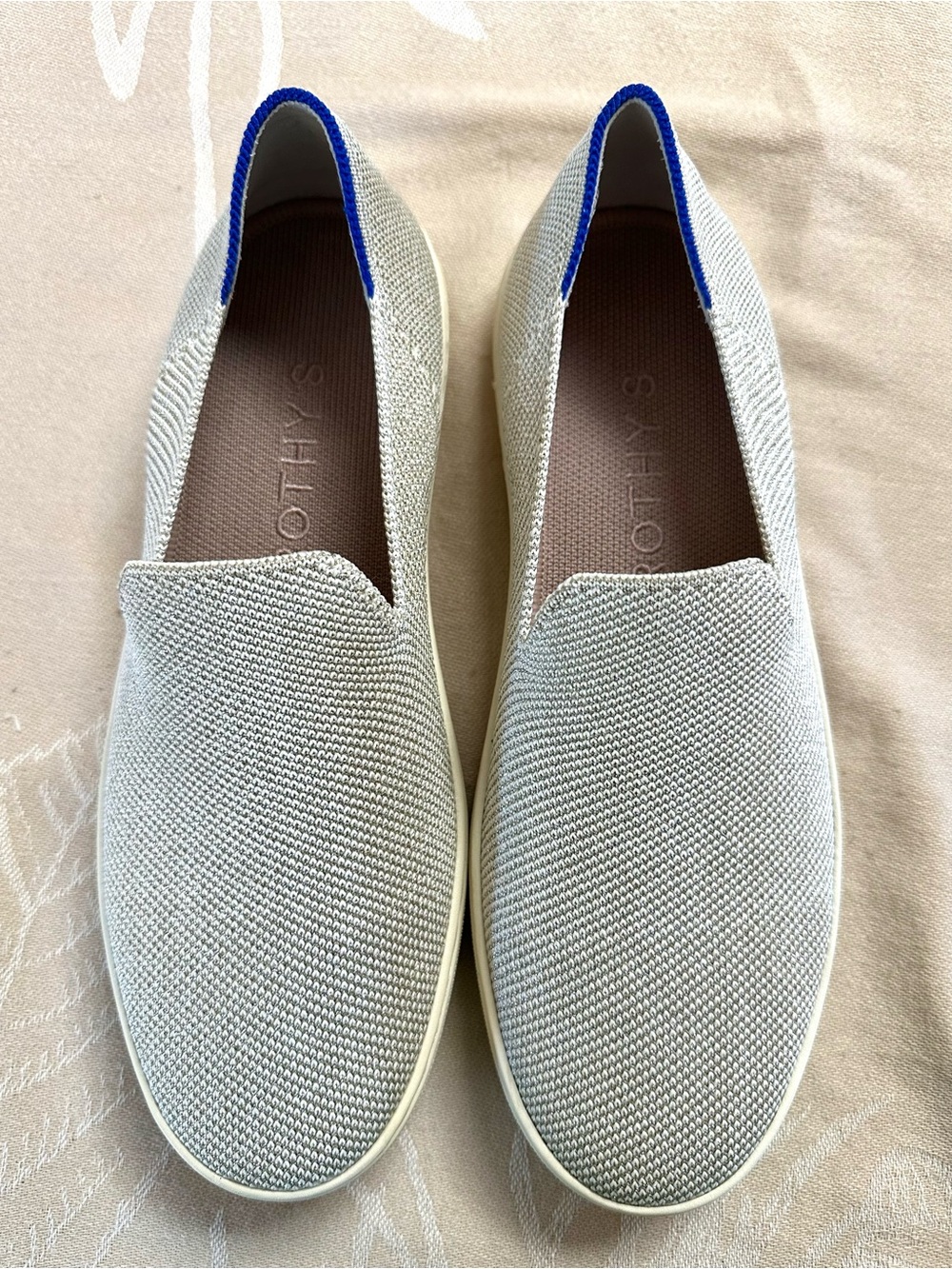 Rothy’s The Sneaker Diamond Twill Metallic Shimmer Slip On Shoes W9 w/ Box - Picture 3 of 10